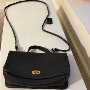 Coach Navy Crossbody Bag with Gold Accents